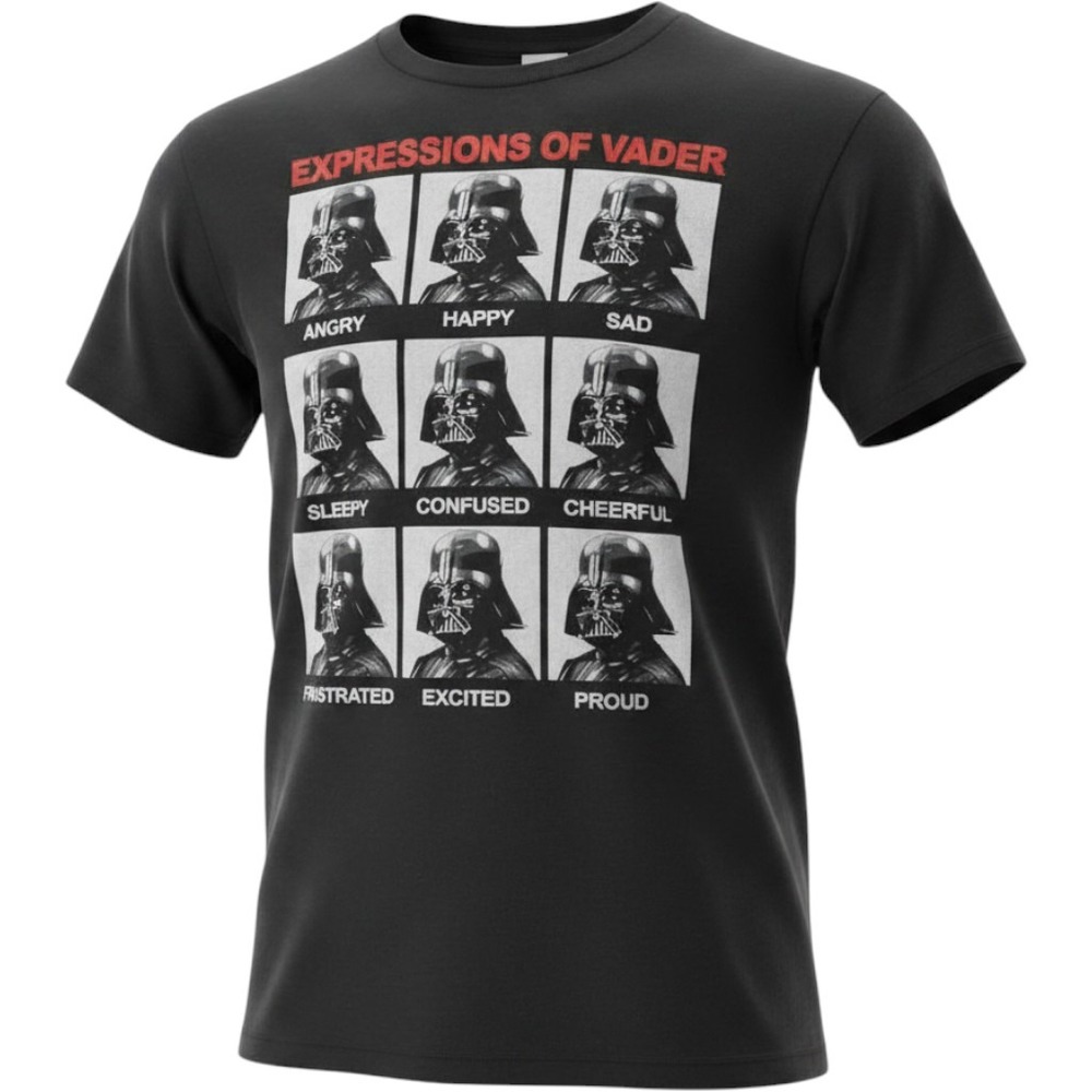 Star Wars Darth Vader Expressions of Vader Black Graphic T-Shirt Mens Large LG